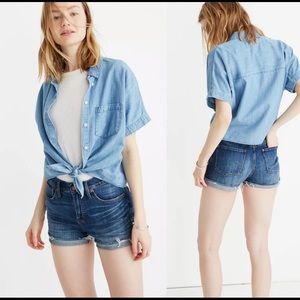 MADEWELL High Rise Cuffed Cutoff Denim Jean Shorts Size 24